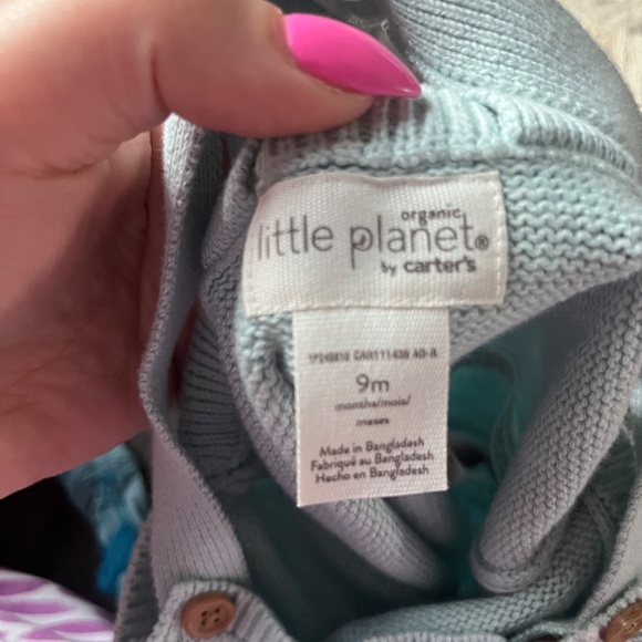 B 11 Little Planet by Carter's Knit Suspender-Style Bubble Romper - Picture 4 of 4